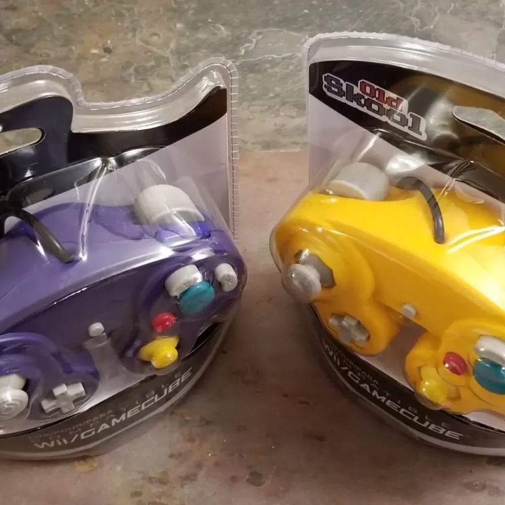 2 Gamecube Controllers - Purple & Orange (NEW) - Nintendo - Old Skool